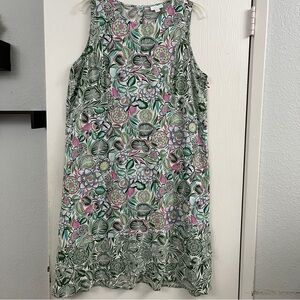 J. Jill Floral Midi Dress - Green, Pink, White